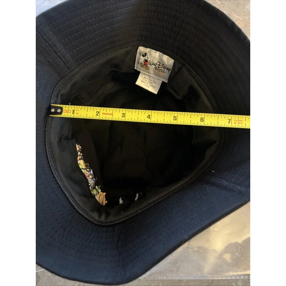 Walt Disney World Black Bucket Hat Adult One‎ Size- Disney Character Embroidery